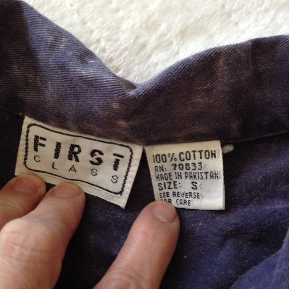 VINTAGE 80’s FIRST CLASS PURPLE/PINK ACID WASH CROP JACKET S - Picture 4 of 4